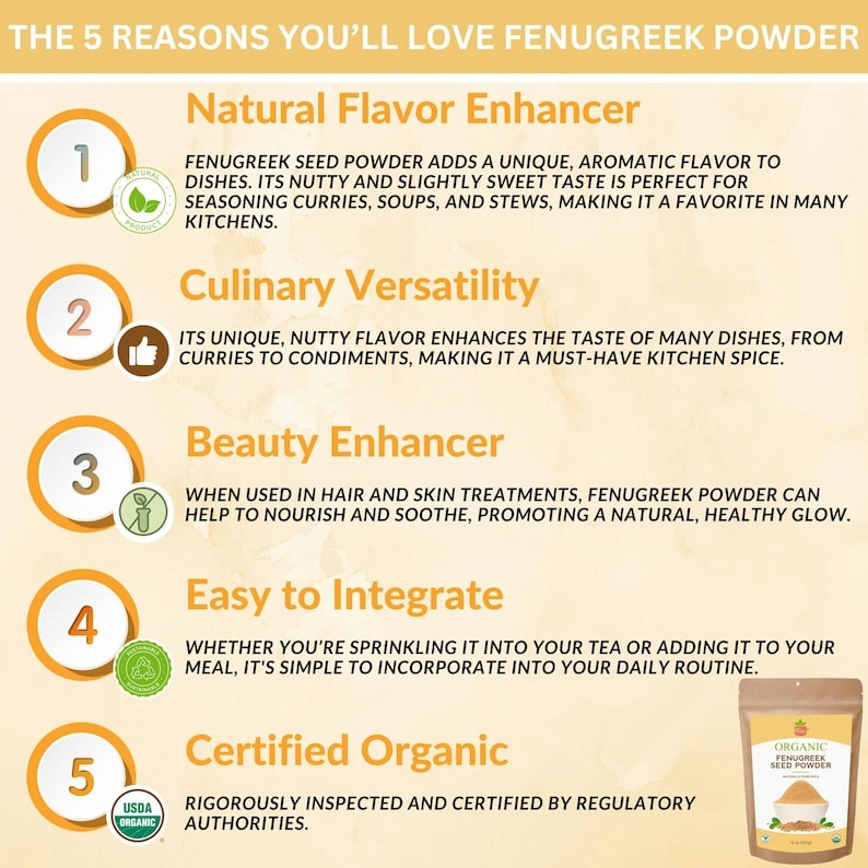 Organic Fenugreek Seed Powder – Authentic Cooking Spice - 4 OZ. - Image 2